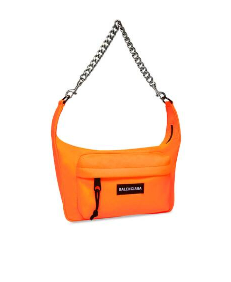 Balenciaga Borsa Con Catena Raver Media In Arancione Fluo In Black