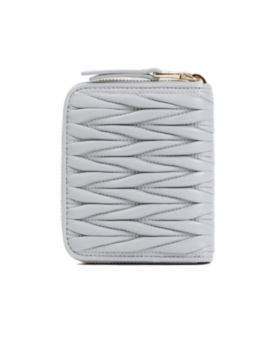 Miu Miu Matelassé-effect Bi-fold Wallet In Blue