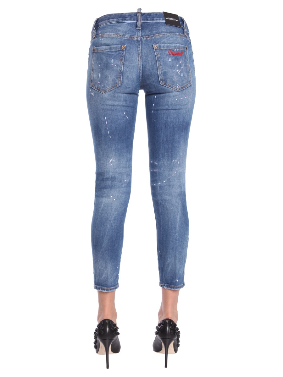 Dsquared2 Twiggy Medium And High Waist Cotton Jeans In Blue