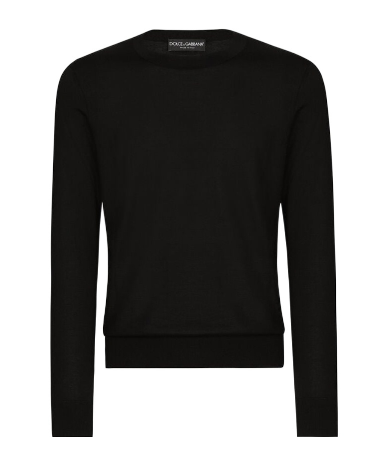 Dolce & Gabbana Logo-embroidered Silk Jumper In Black