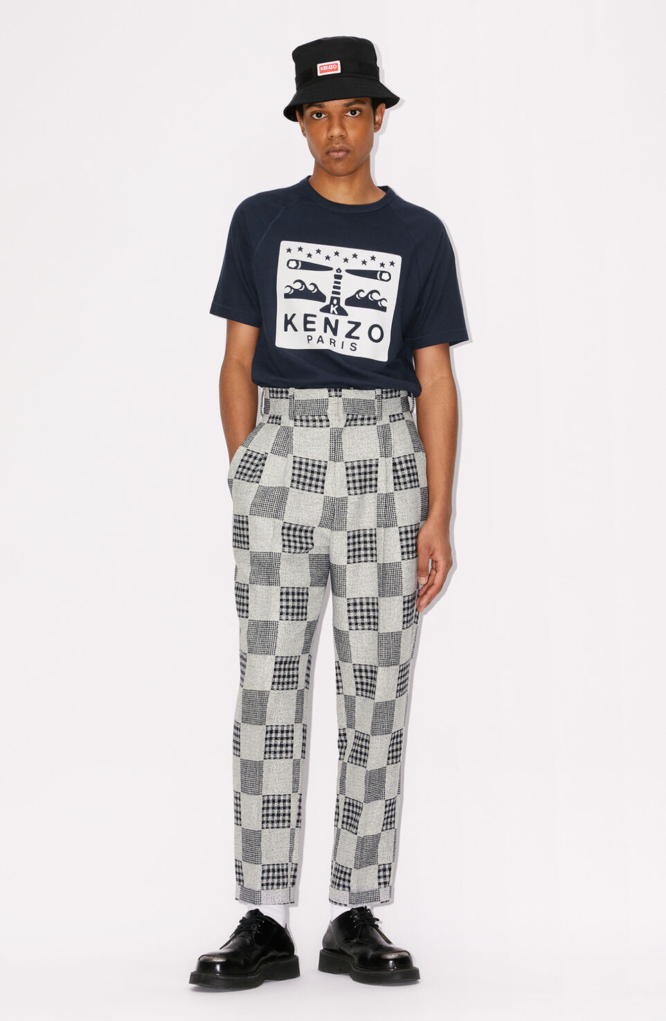 Kenzo Patchwork Trousers In Gray
