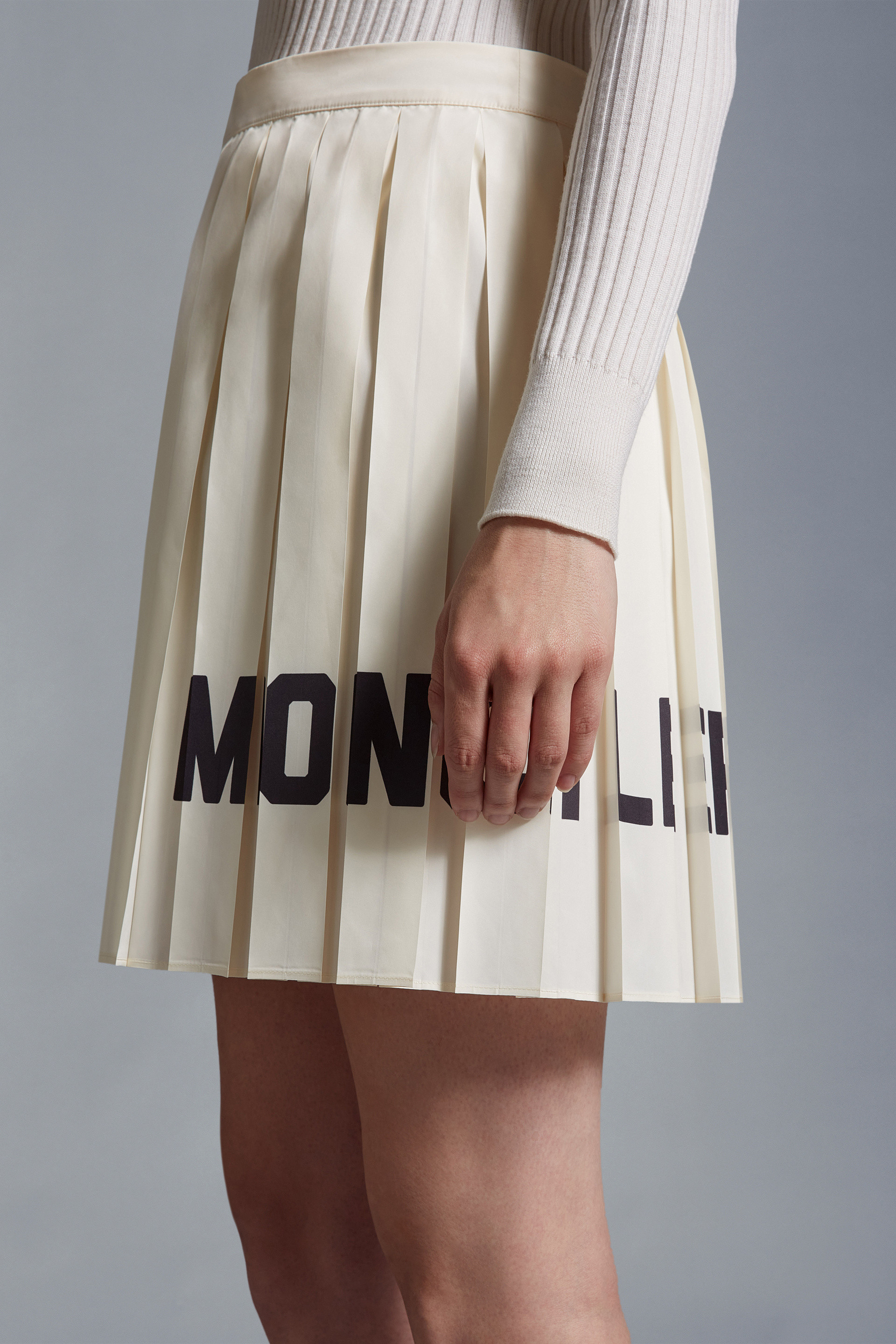 Moncler Pleated Taffeta Skirt In White