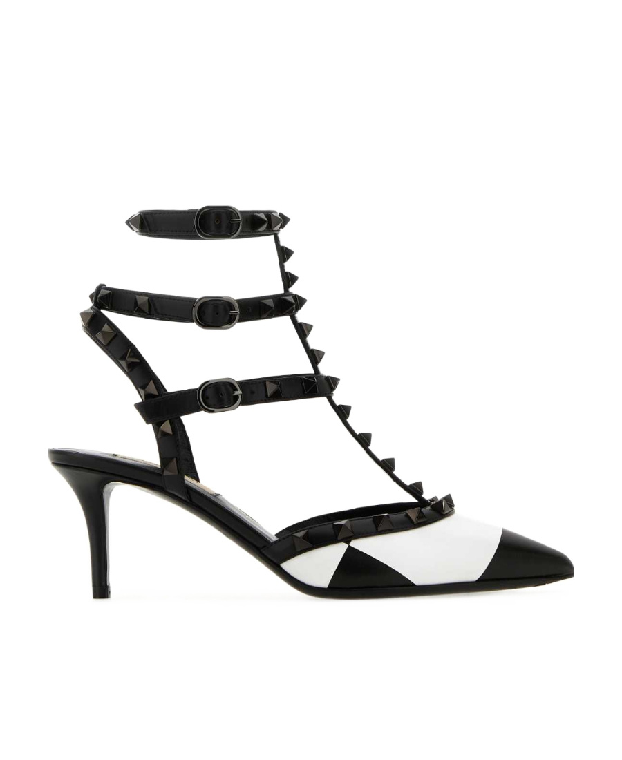 Shop Valentino 60mm Rockstud Two-tone Leather Pumps In Black