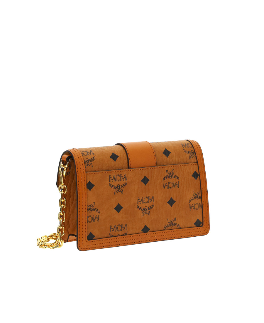 Mcm Logo Detailed Chained Shoulder Bag In Brown