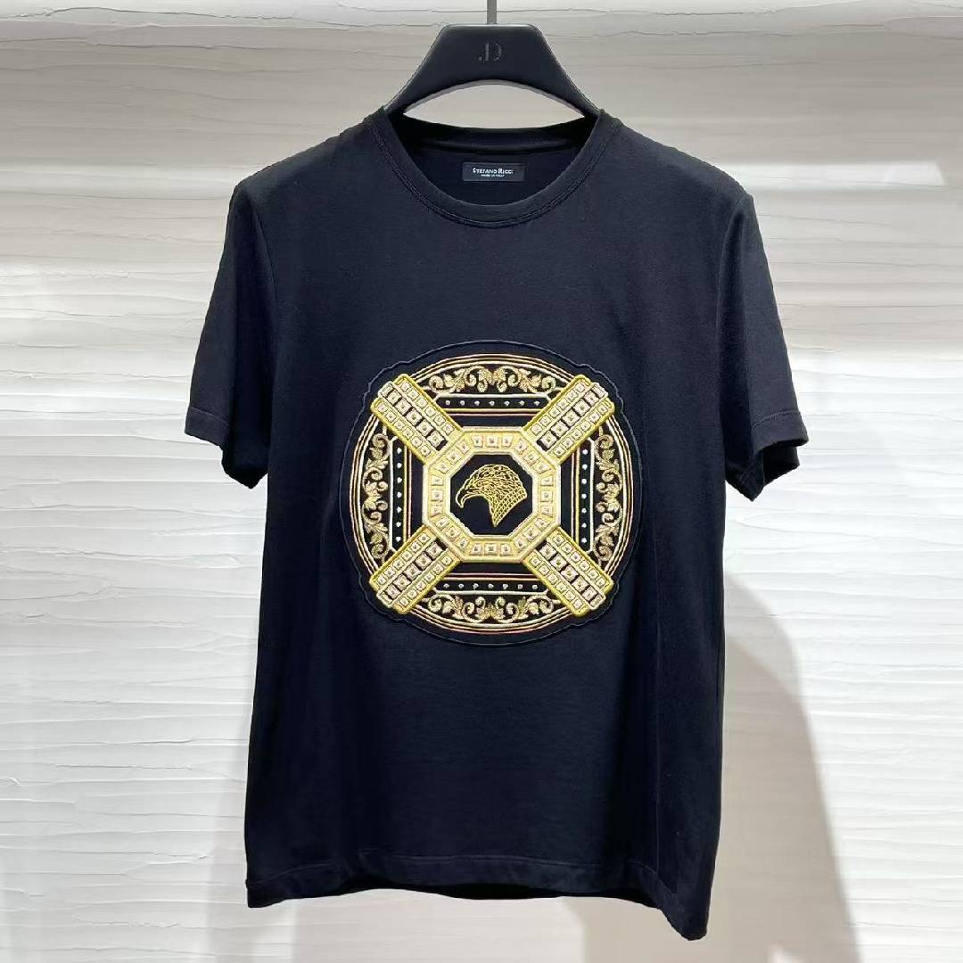 Stefano Ricci Open-necked Black Shirt In Black