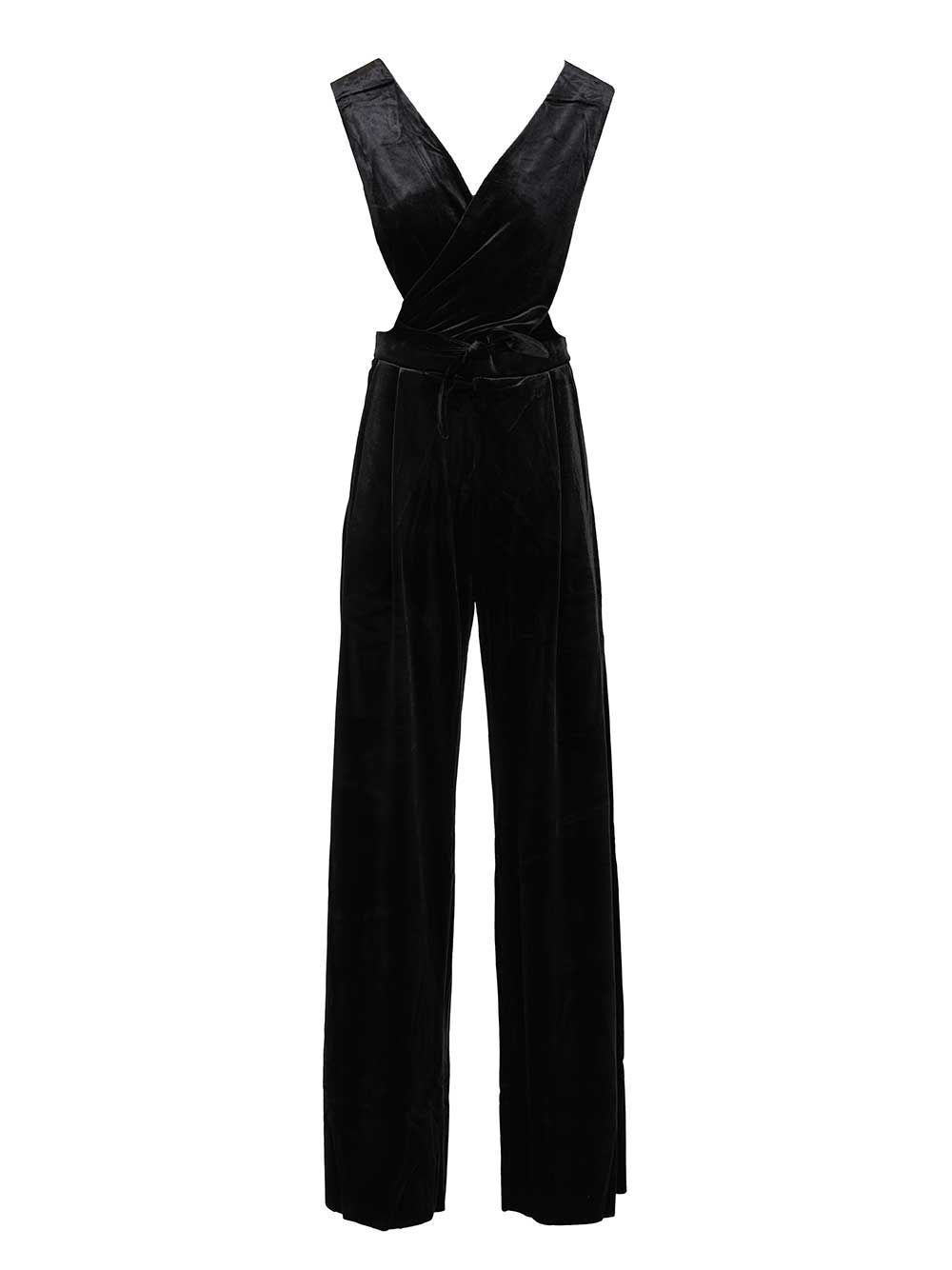Amazuìn Gily Velvet Jumpsuit Jewelry Black In Black