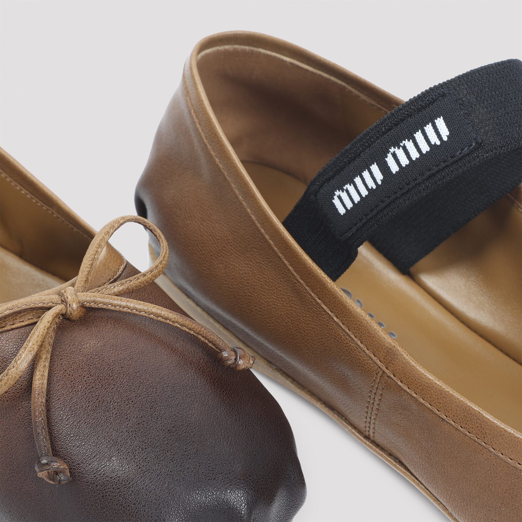 Miu Miu Round Toe Ballet Shoes In Brown