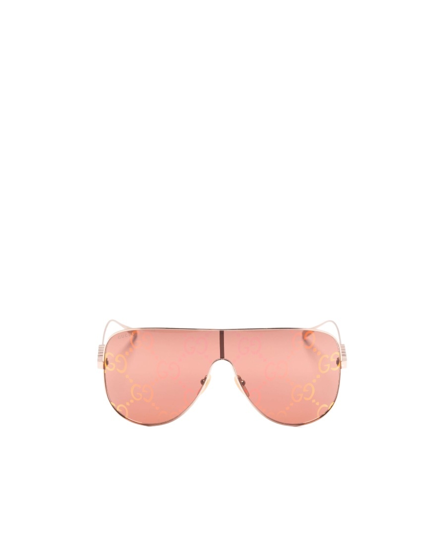 Gucci Red Logo-lettering Mask-frame Sunglasses In Pink