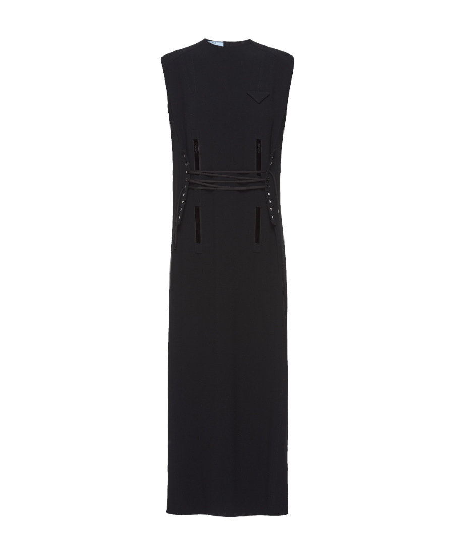 Prada Lace-up Mid-length Dress In Black