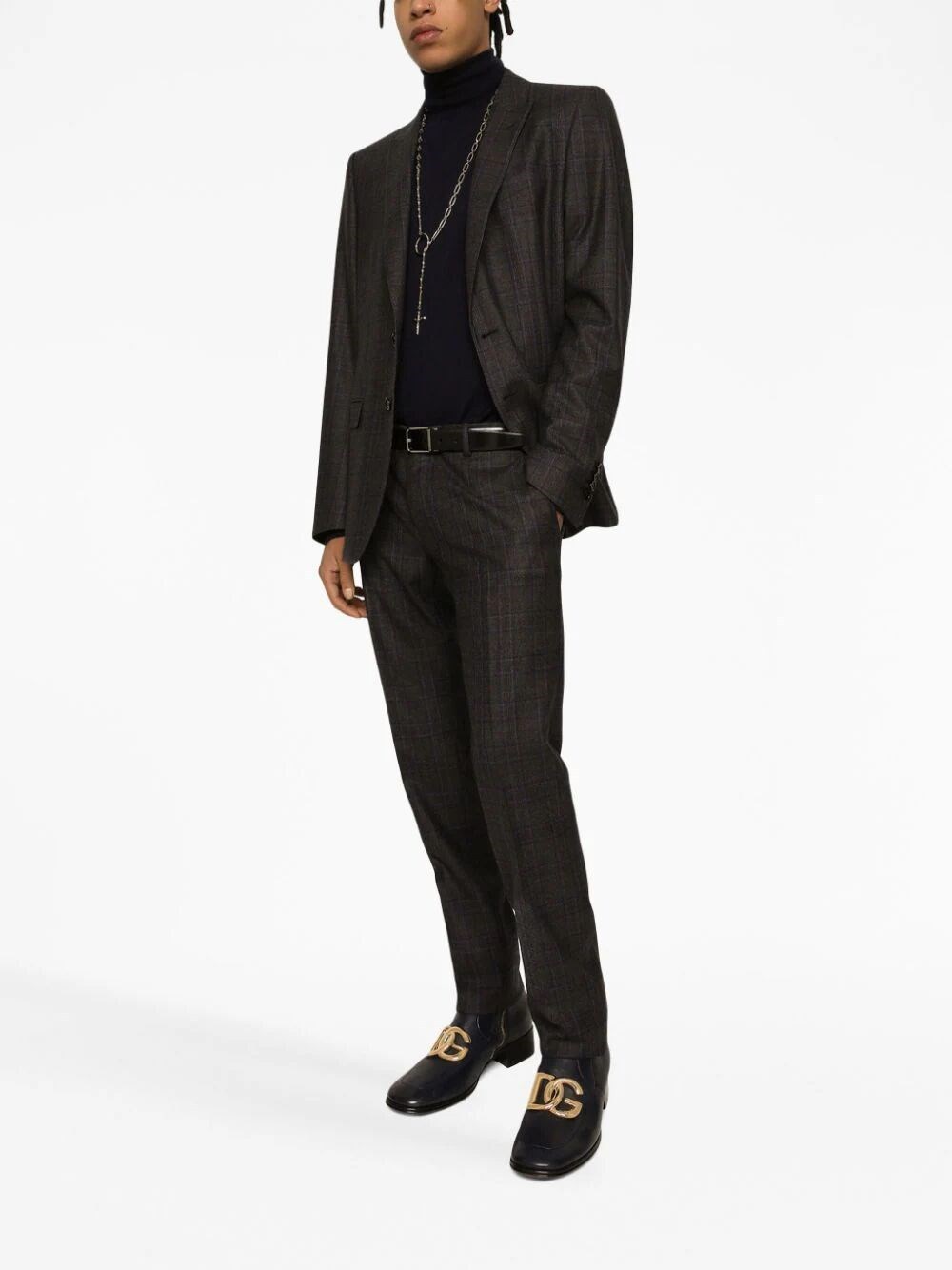 Dolce & Gabbana Tailored Woolen Trousers Check Pattern In Brown