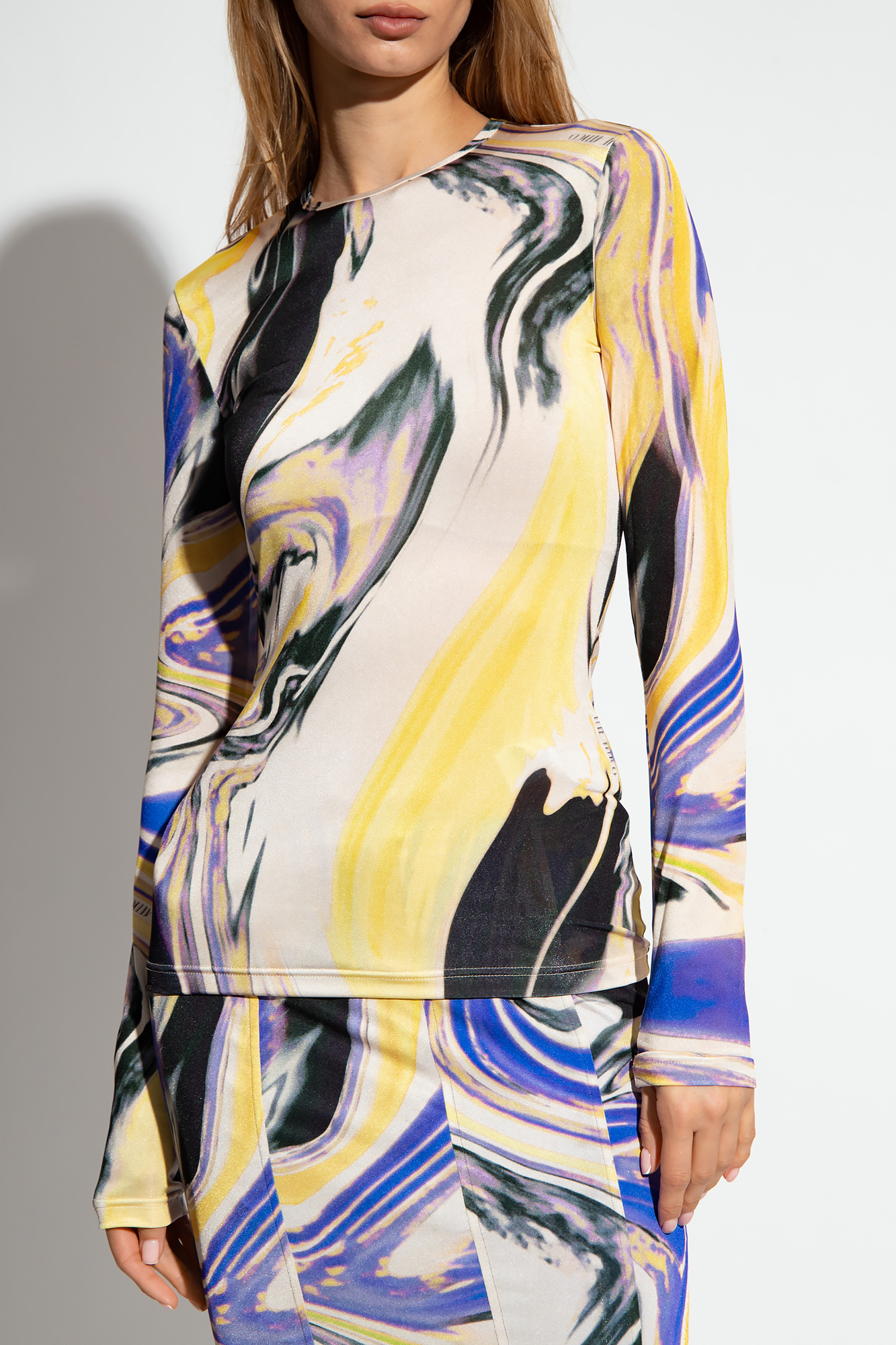 Attico Marbled-pattern T-shirt In Nude