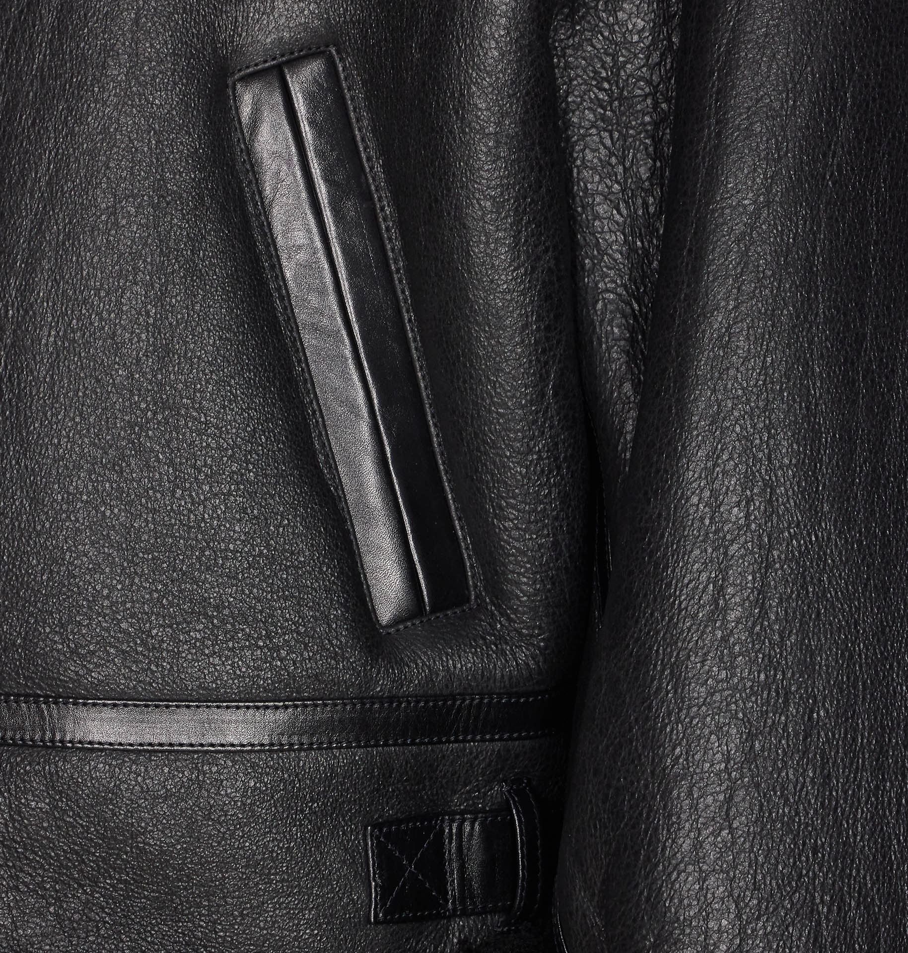 Saint Laurent Long-sleeved Leather Jacket In Black