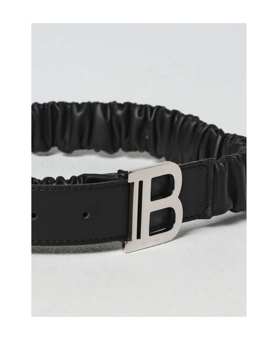 Balmain Logo-buckle Leather Belt In Black