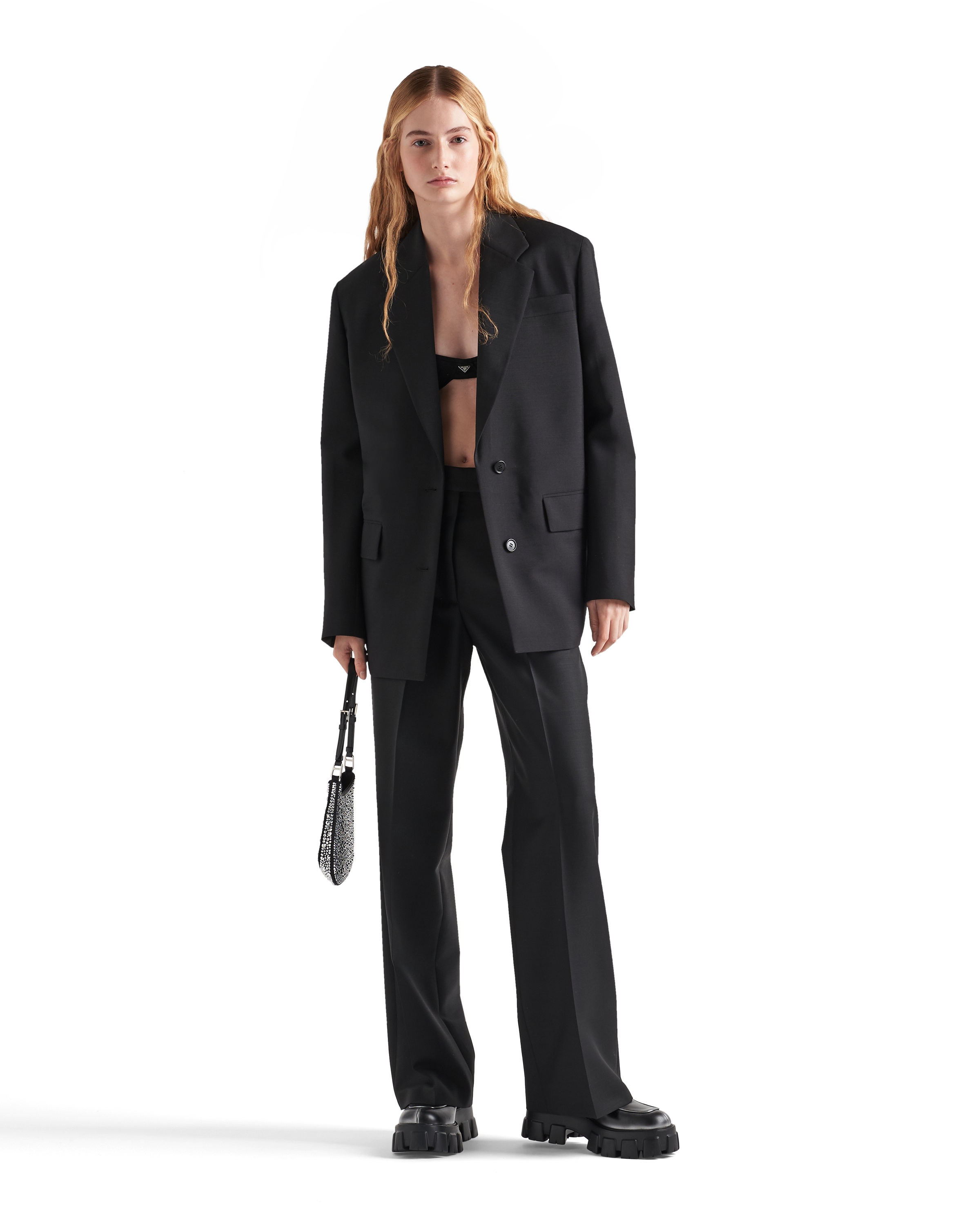 Shop Prada Kid Mohair Pants In Black