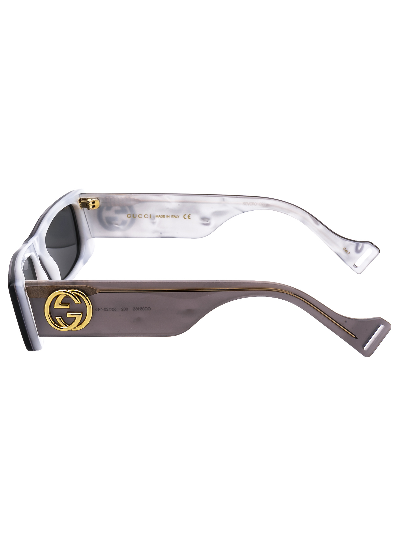Gucci Black Interlocking G Rectangular Sunglasses In Gray