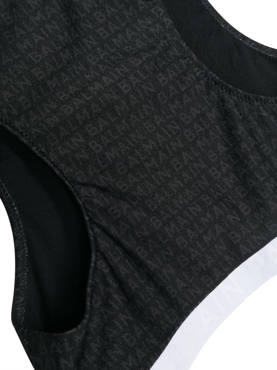 Shop Balmain Low-neck Bikini Suit In Black