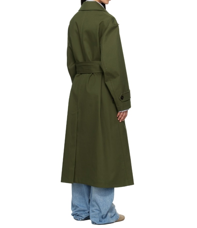 Ami Alexandre Mattiussi Lapel Long-sleeved Coat In Green