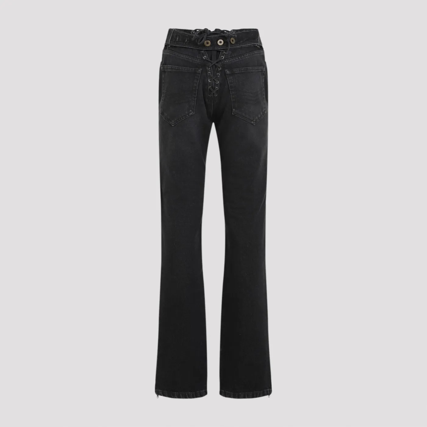 Jean Paul Gaultier Jeans With Padded Inlays And Lace-up In Black