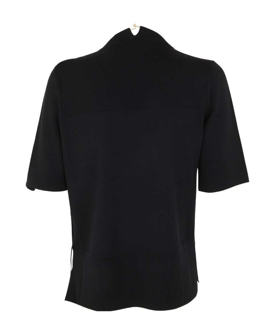 Jil Sander Crew Neck Short Sleeve Knit With Integrated Jewel Necklace Clothing In Black