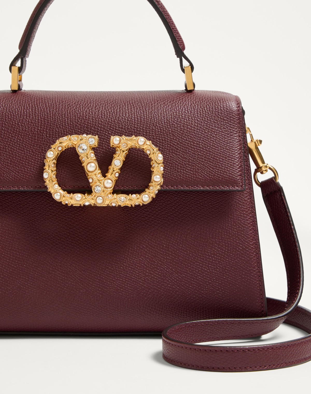 Valentino Vsling Small Handbag In Grainy Calfskin With Jewel Logo