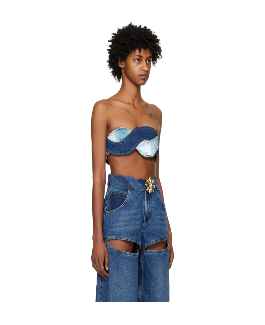 AREA DENIM PATCHWORK-DESIGN TOP