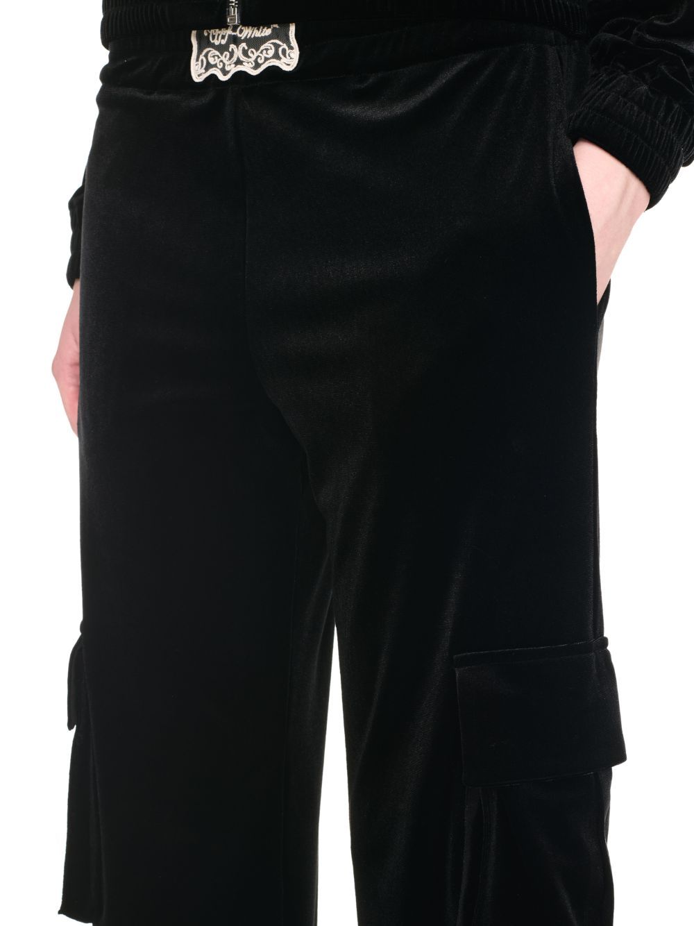 Off-white Velvet Cargo Track Pants In Black