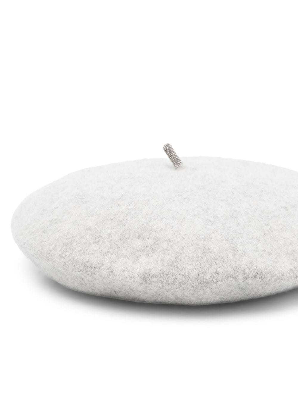 Brunello Cucinelli Bead Embellished Beret In White