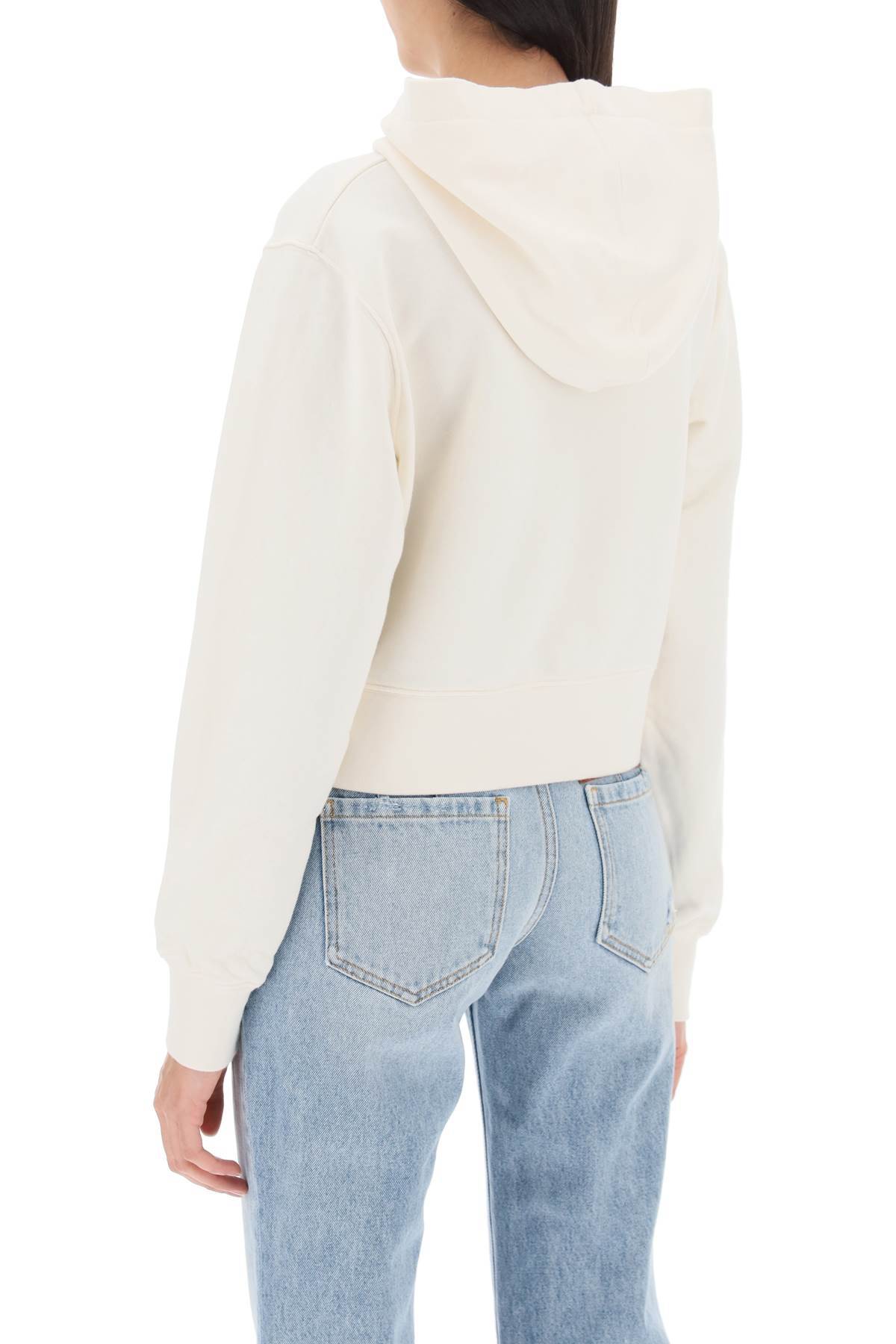 Palm Angels Cropped Hoodie With Monogram Embroidery In White