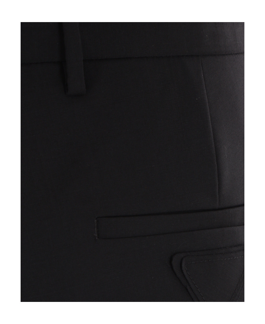 Prada Mid-rise Triangle-logo Tailored Trousers In Black