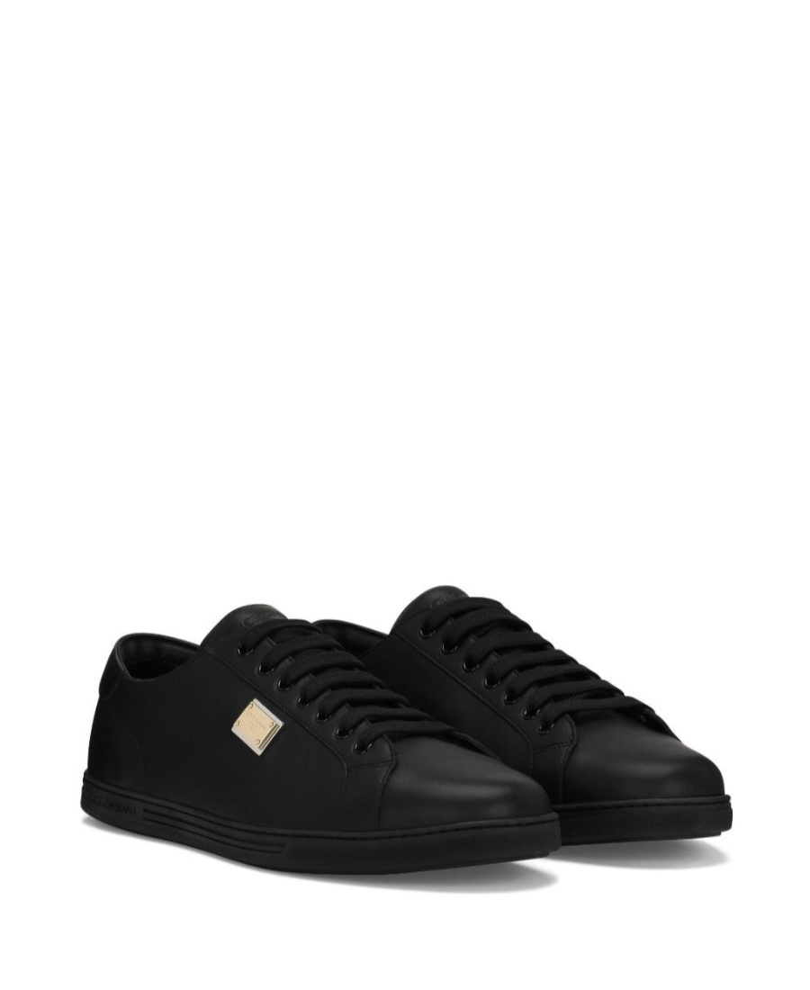 Dolce & Gabbana Low Sneakers In Black Leather In Black