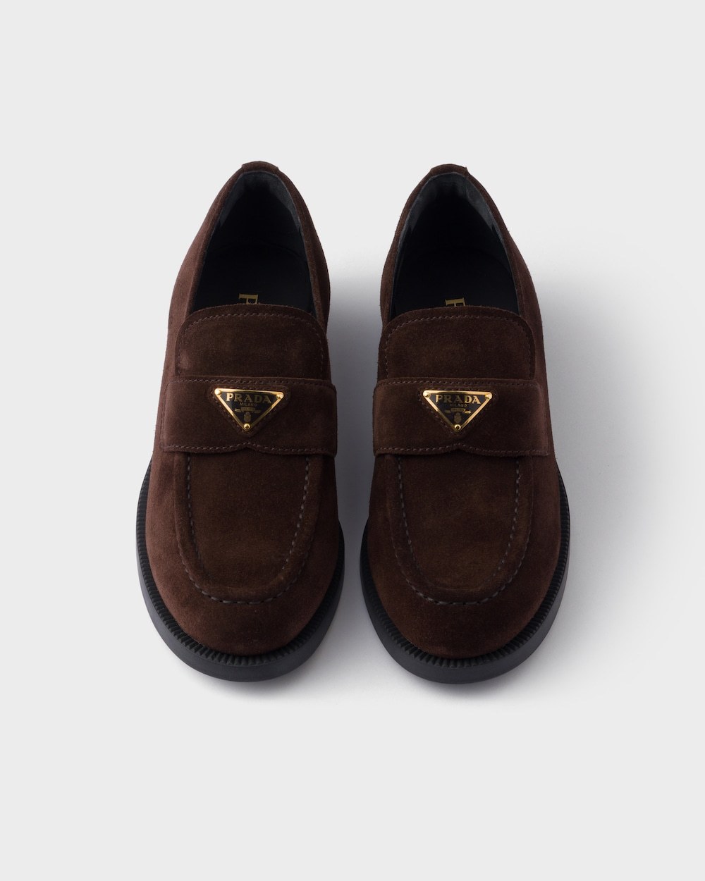 Prada Suede Loafers In Brown