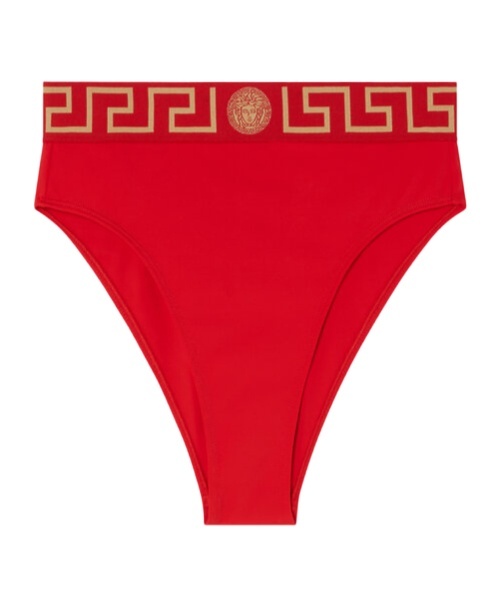 Versace Medusa High-waist Bikini Bottoms In Red