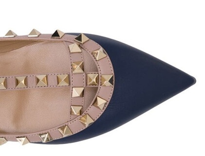 Valentino Rockstud Pointed Ballet Flats In Nude