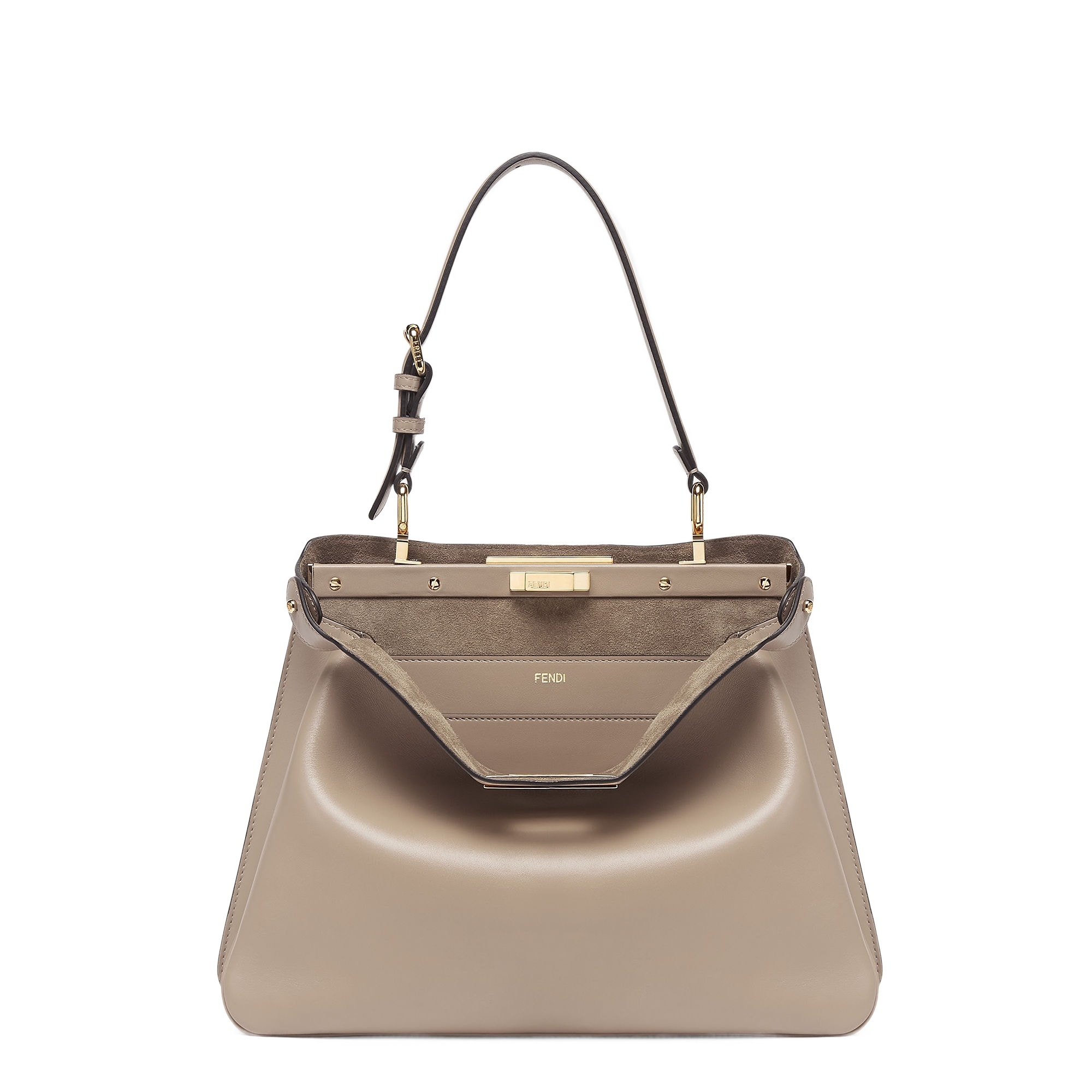 Fendi Signature Medium Peekaboo Soft Bag In Nude