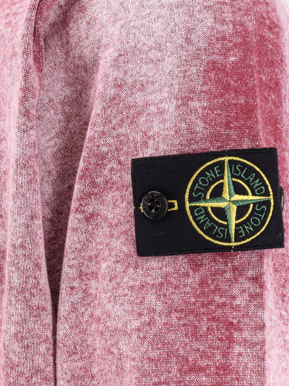 Stone Island Cotton Reversible Sweater With Iconic Logo Patch In Pink