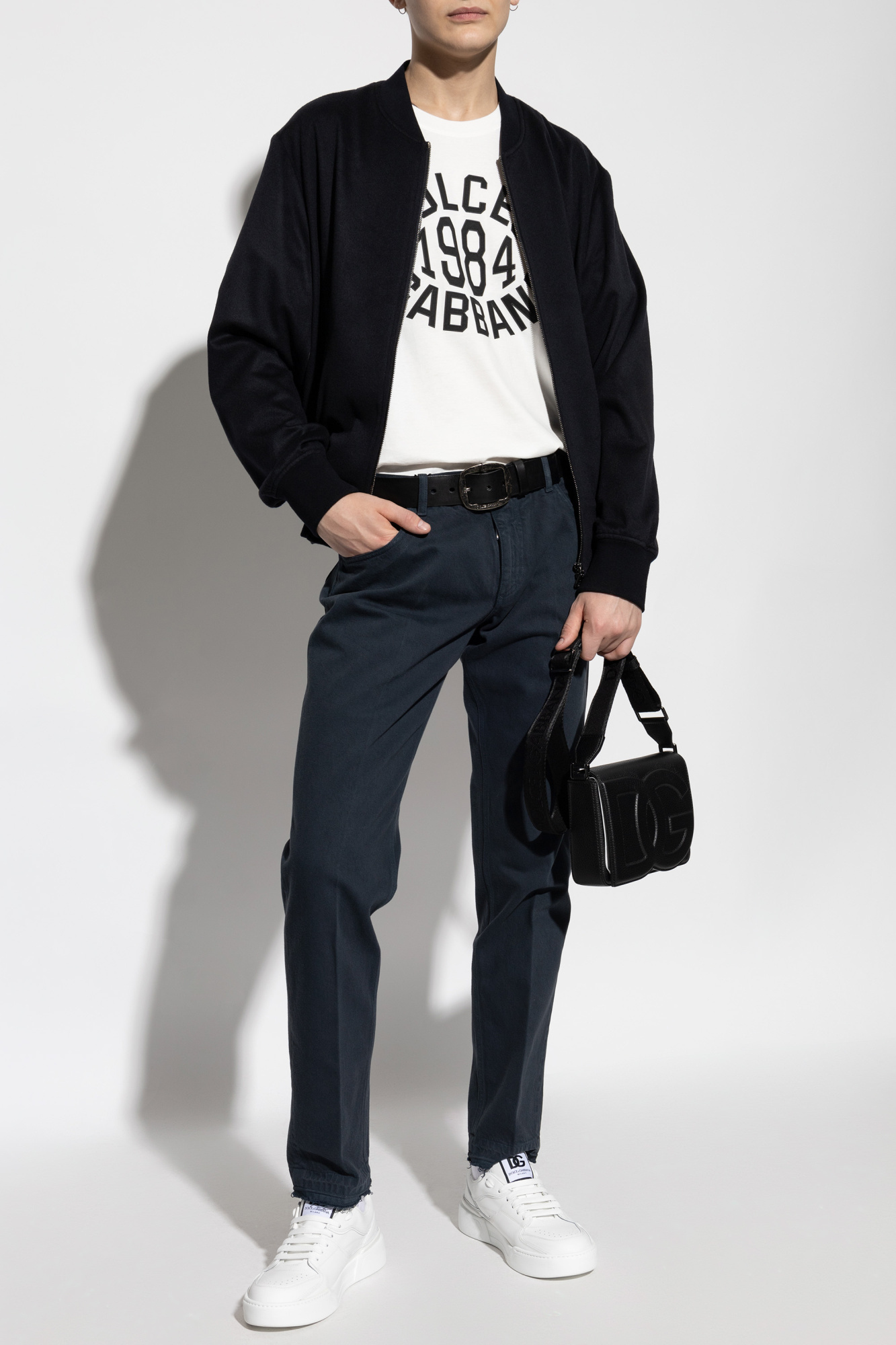 Dolce & Gabbana Pressed-crease Slim-cut Jeans In Black