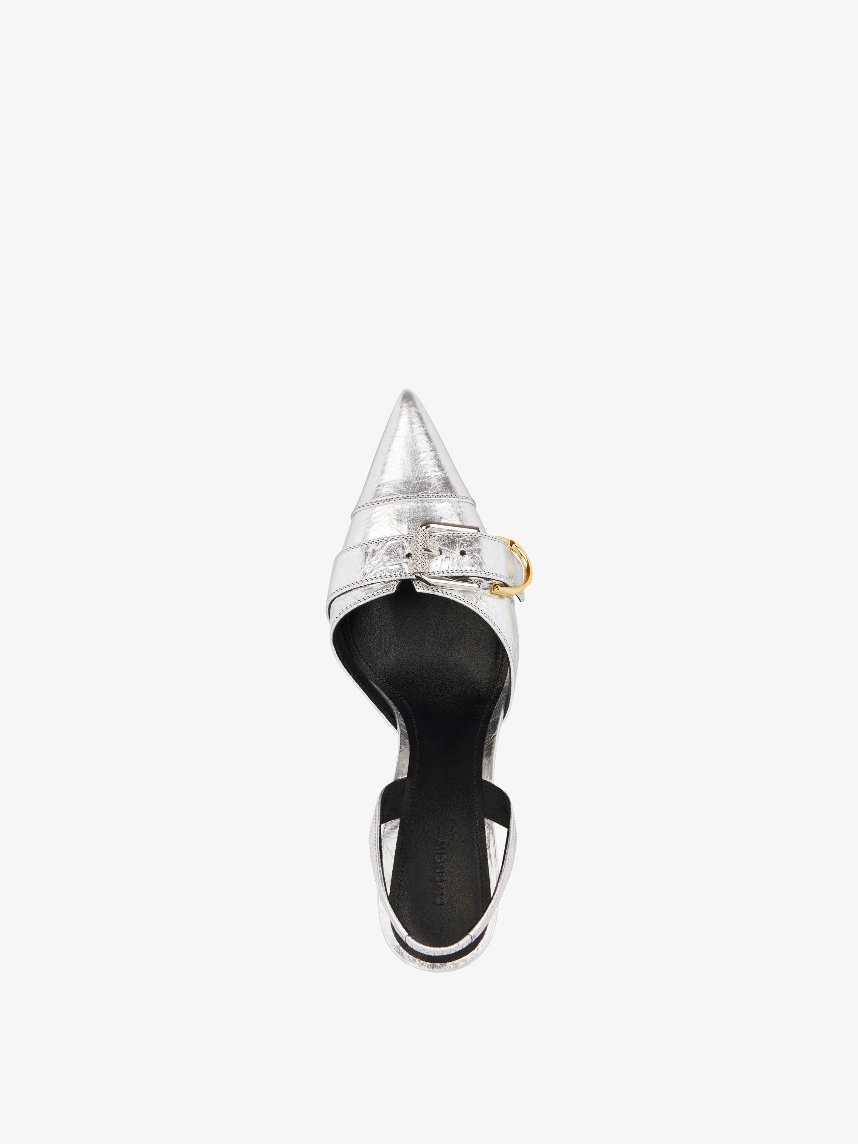 Givenchy Voyou Metallic Buckle Slingback Pumps In White