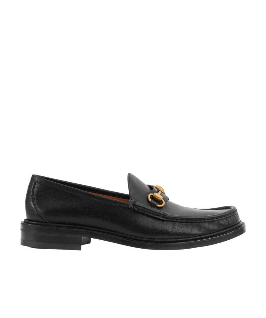 Gucci Horsebit Almond-toe Loafers In Black