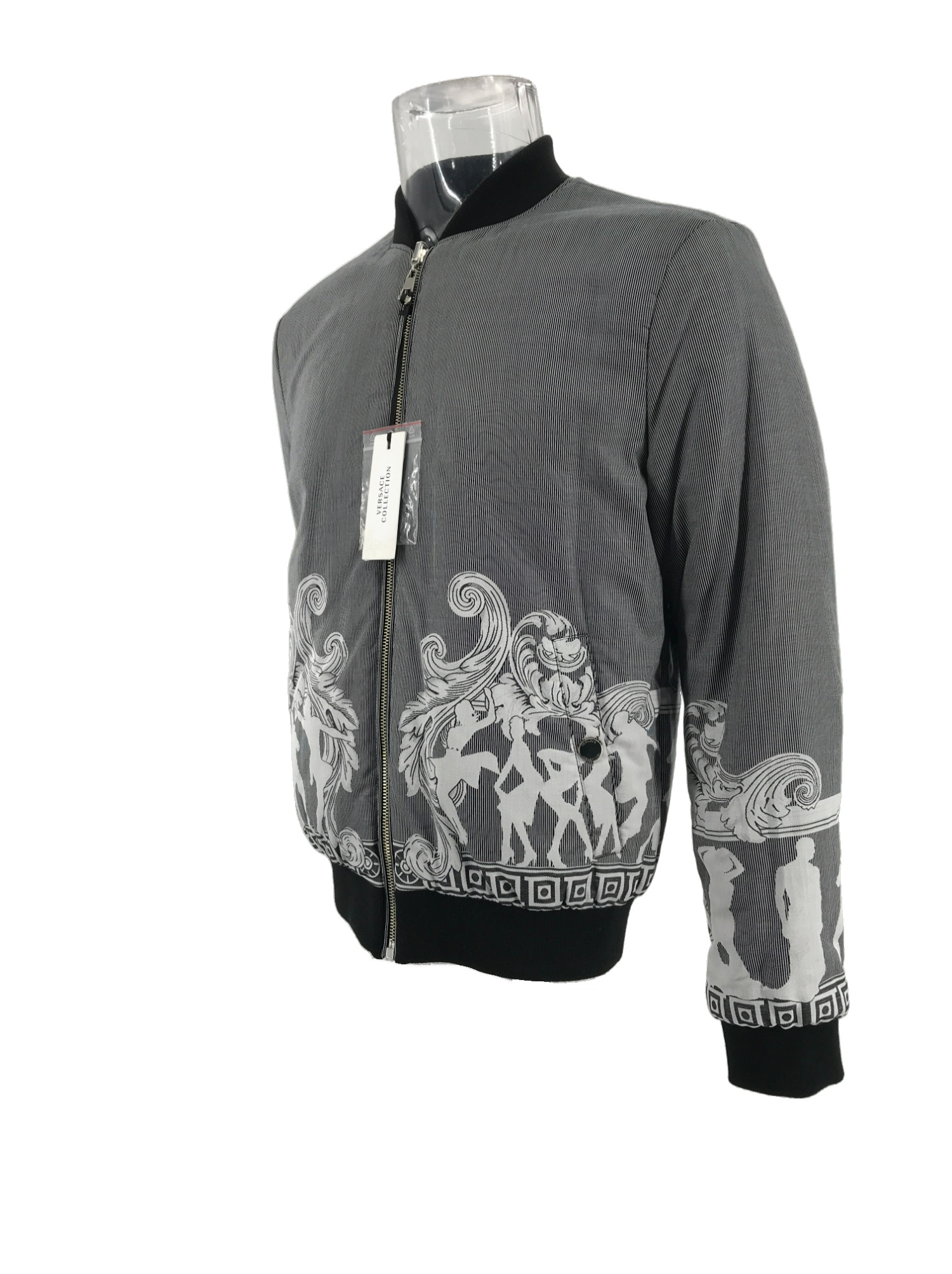 Versace Double-sided Long-sleeved Baseball Jacket In Gray