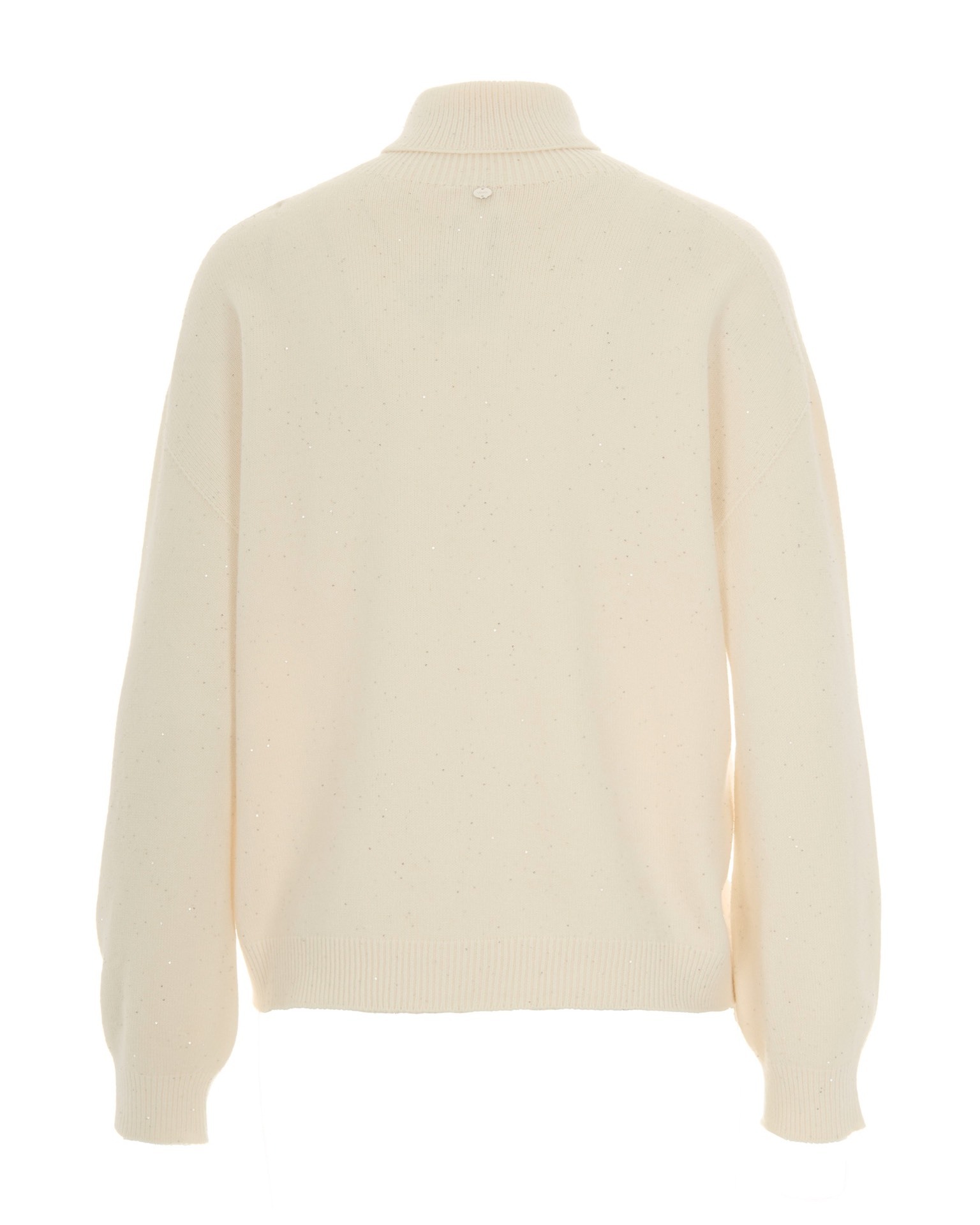 Liu •jo Cream Turtleneck Sweater With Ribbed Detailing In Neutral