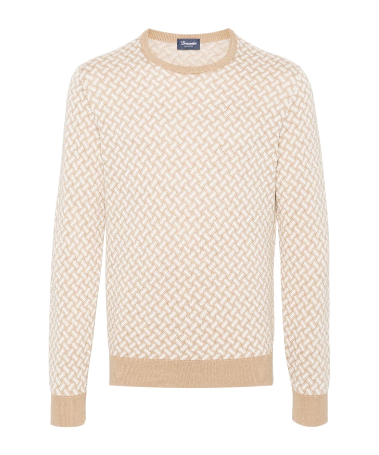 Drumohr Geometric-pattern Contrast-detail Jumper In Nude