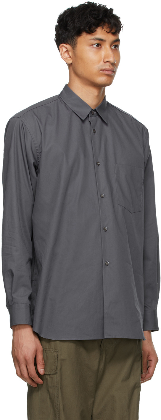 Comme Des Garçons Gray Logo Shirt In Black