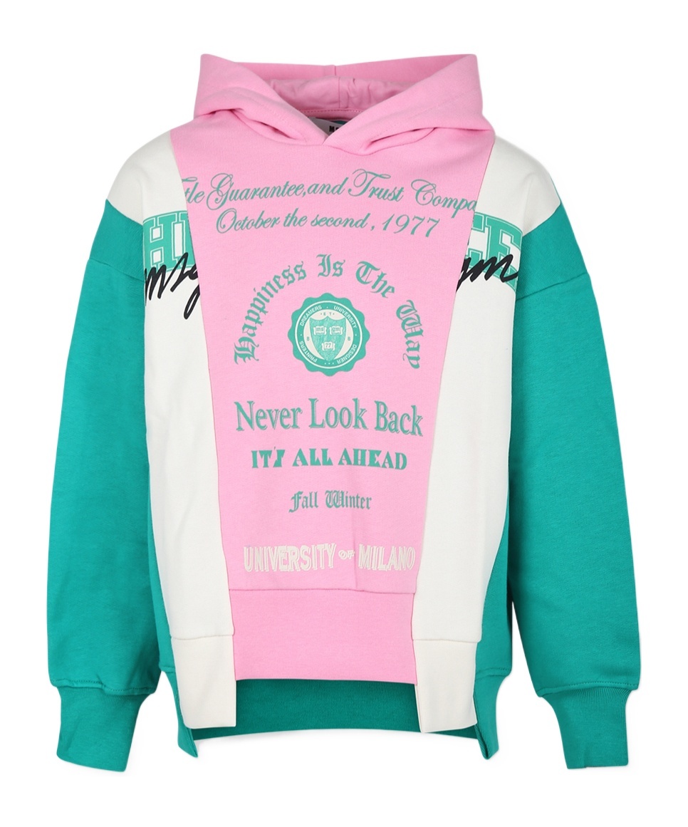 Msgm Patchwork-hoodie Mit Logo-print In Pink