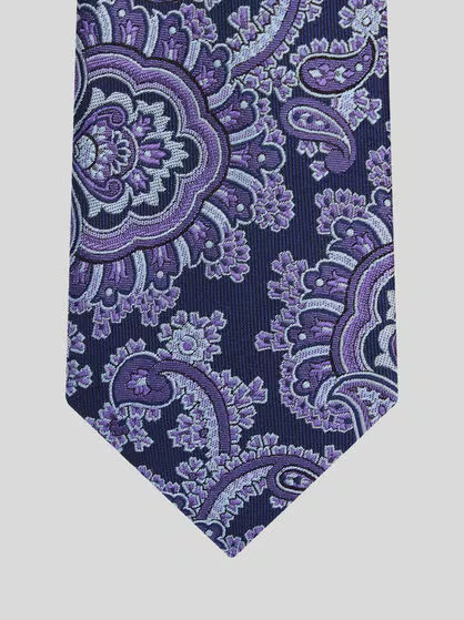Etro Patchwork Pointed Tip Tie In Blue