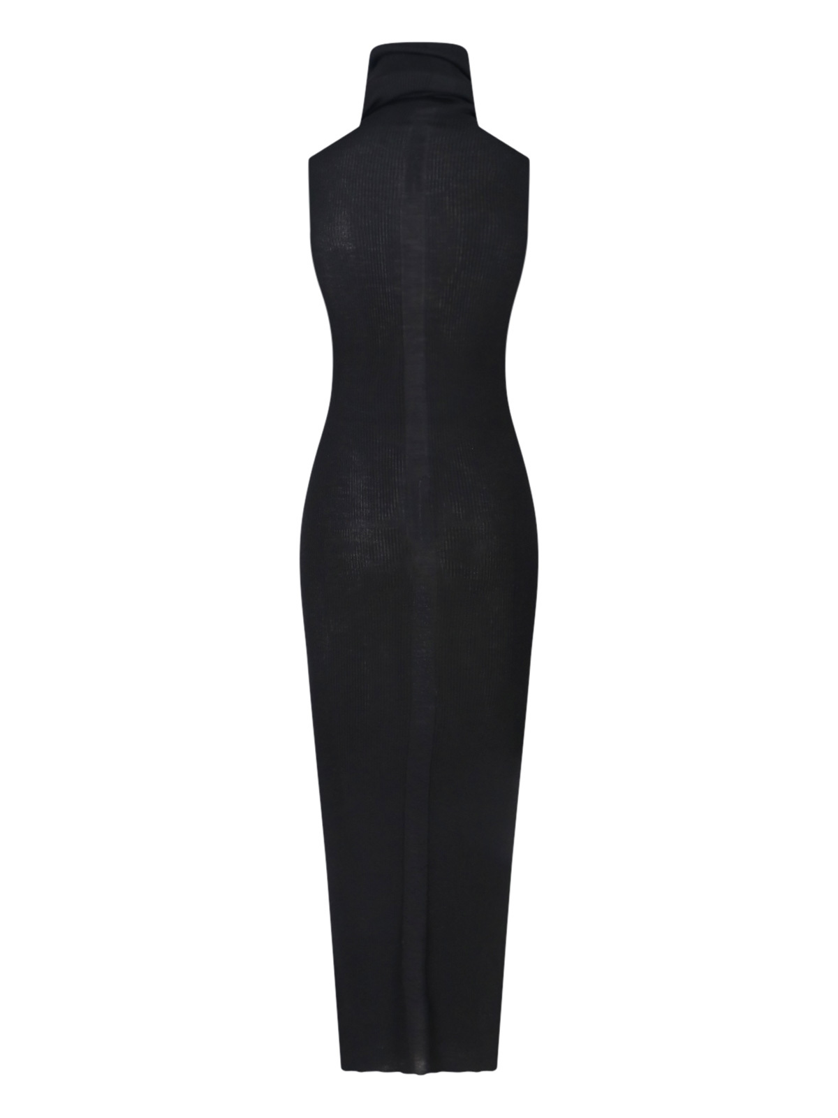 Rick Owens Ribbed High-neck Maxi Dress In Black