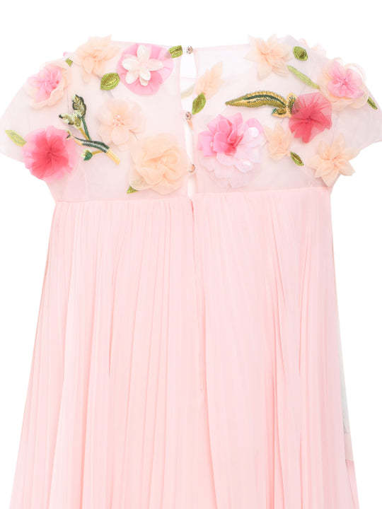 Marchesa Floral-appliqué Dress In Pink