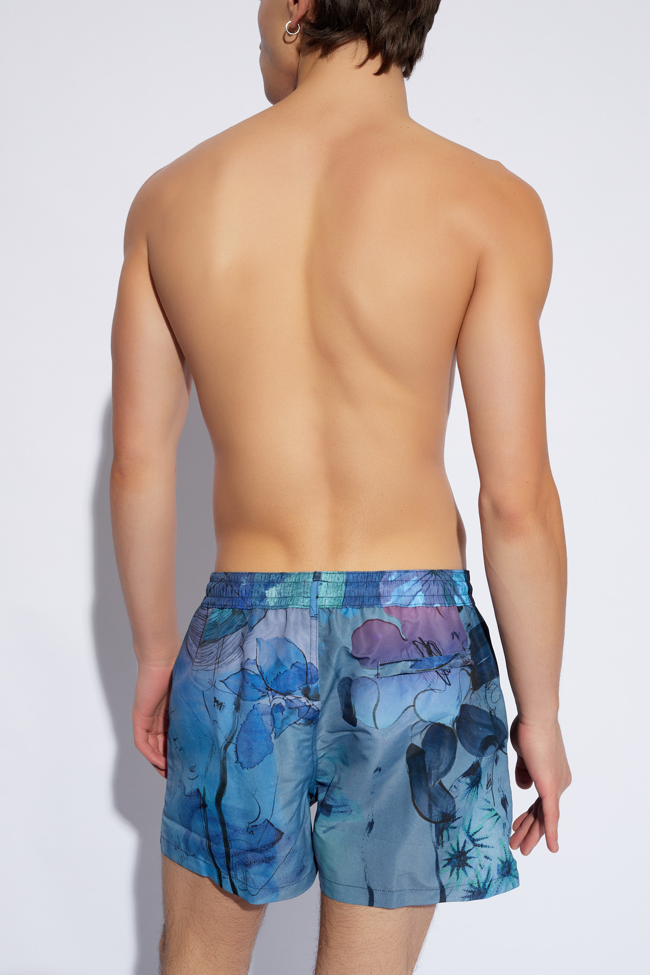 Paul Smith Narcissus-print Swim Shorts In Blue