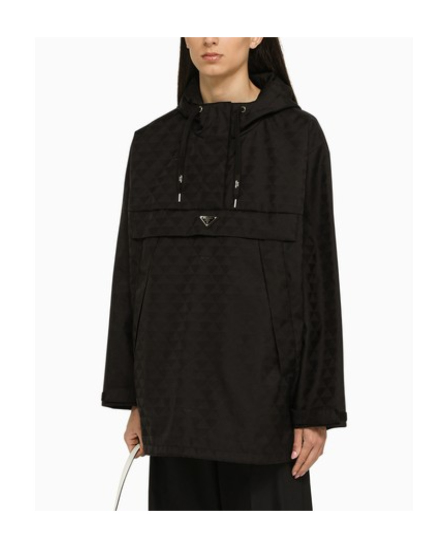 Prada Long-sleeved Hooded Casual Jacket In Black