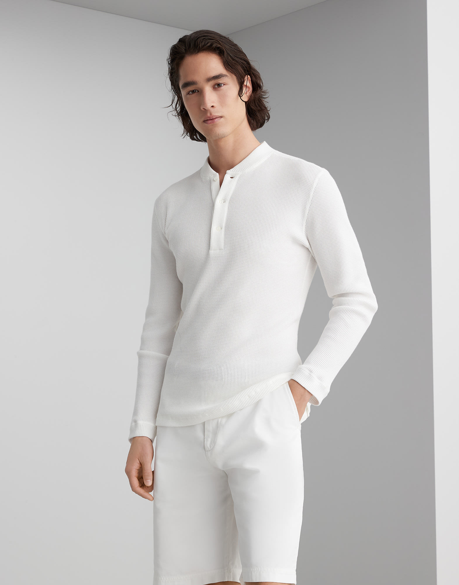 Brunello Cucinelli Long Sleeve Button-down Sweater In White