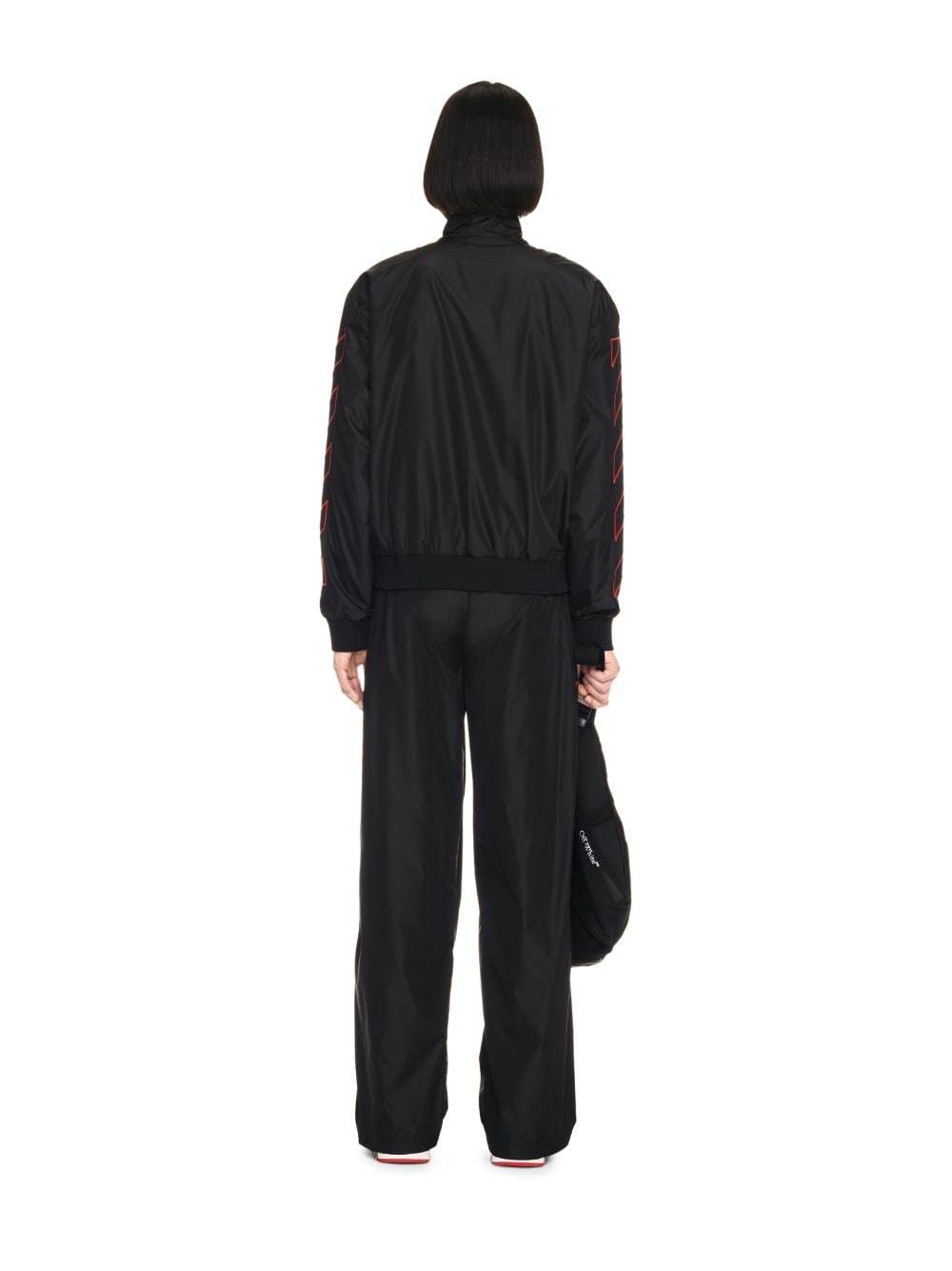 Off-white Black Outl Diag Nyl Track Pants In Black
